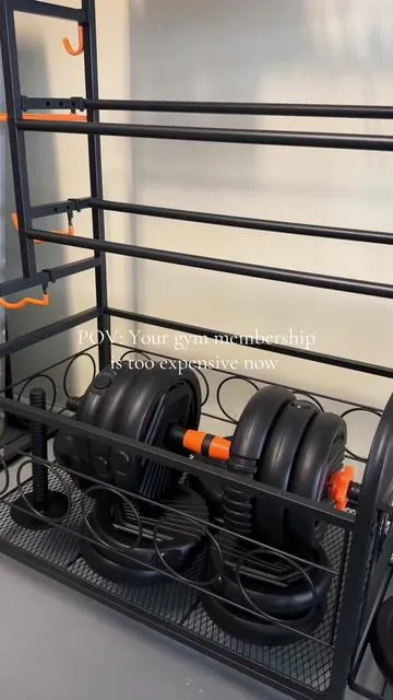 TT said why not have a gym at home 😂 // #workout #dumbbells #kettlebell #athomegym #fitnessmotivation 