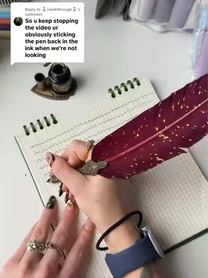 Replying to @🧘🏻‍♀️𝔹reakthrough🧘🏻‍♀️ there you go! Testing the feather pen, no cuts #featherpen #stationery #journaling #journaltok #vintage  