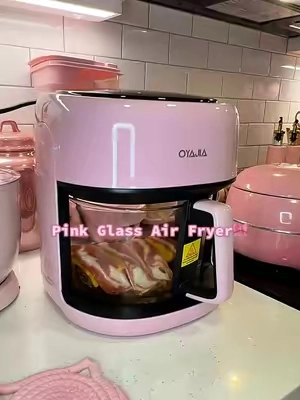 This is hands down the prettiest Pink Glass Air Fryer @oyajia_official #airfryer #glassairfryer #kitchenappliance #pinkaesthetic #cookware 