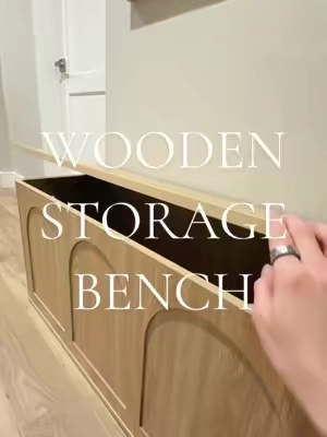 This wooden storage bench is the perfect fix for this empty corner in my home!! The quality is incredible! #storagebench #bench #furniture 