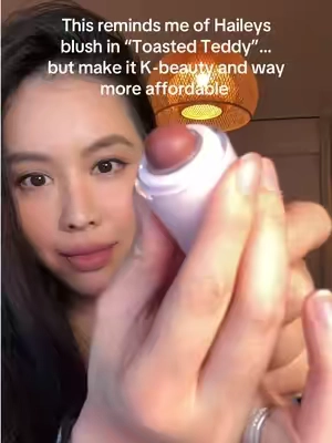 Umm I think I found the perfect warm, glowy blush everyone’s obsessed with toasted teddy but it’s K‑beauty and way more affordable @Banila Co USA #banilaco #toastedteddy #kbeauty #koreanmakeup  #blushstick 