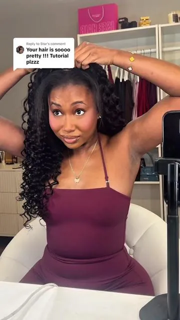 Replying to @Star As requested 🙂‍↕️☺️ this unit is from @ISEEHAIR it’s in the texture “loose curly”. #fyp #ISEEHAIR #iseehairhalfwigs #loosecurlyhair #iseehairloosecurly 