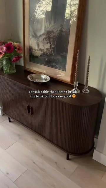 Literally obsessed with it and the chocolate brown color is perfect!!! #consoletable #tvconsole #homedecor #furniture #tiktokshopfinds 