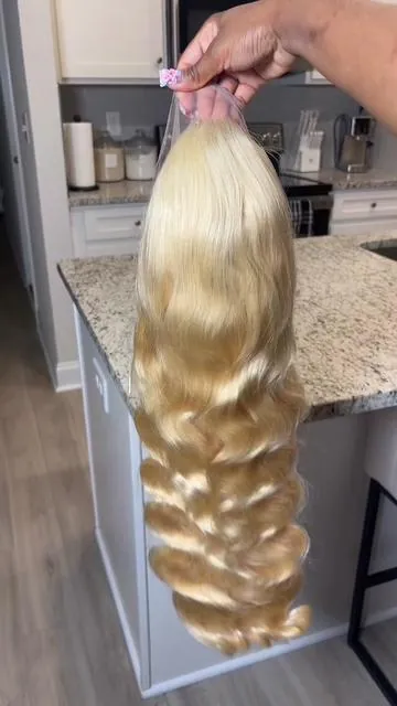 Literally a Blonde Bombshell 😍 what color should I dye her?? @Anyweek Hair #blondewig #613wig #wigtok #fyp #foryoupage 