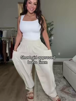 Omg im In love with these pants! Short petite girl approved and doesn’t drag on the ground. So perfect for spring and summer! Lightweight and so airy  #petitefashion #shortgirlsquad #linenpants #linenpantsoutfit #tiktokshopcreatorpicks 