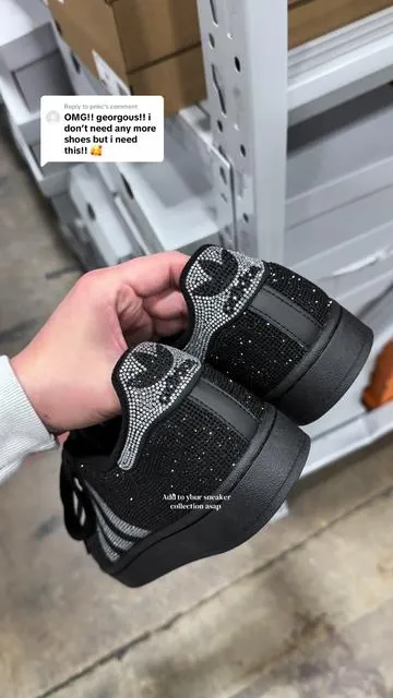 Replying to @pnkc GET THEM ASAP 🖤🎱🪩 #adidas #rhinestoneadidas 