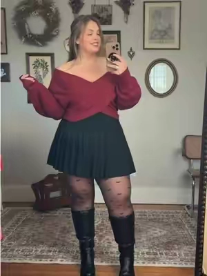 These wrap sweaters are just soooo cute and cozy and versatile!  I’m a 14/16 wearing the xl. #valentinesdayoutfit #vdayoutfit #curvyfashion #plussizefashion #midsizefashion 