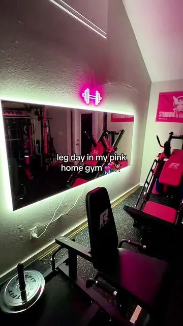 Some nights I can’t leave the house… but I can still show up for myself. This is what a real leg day looks like in my home gym #HomeGym #LegDayWorkout #MomFitness #AtHomeWorkout #PinkGym