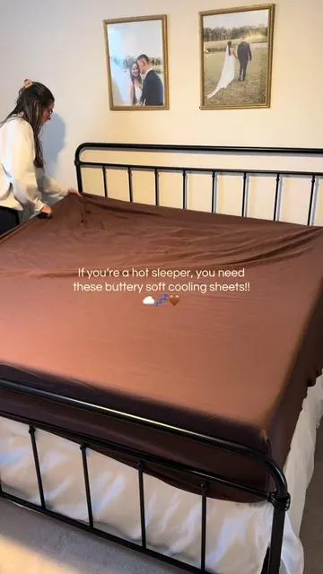 I’m picky about my sheets bc I sleep so hot but I absolutely loveee these. They feel sooo good! ☁️🤎 @CGK Linens  #fyp #sheetset #bedroom #homemusthave #coolingsheets 