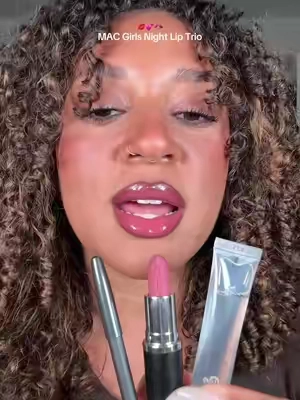 MAC Girls Night Lip Trio ft the lip pencil in ‘Plum’, the silky matte lipstick in ‘Mehr’, and the clear lip glass💋💕 *on sale at time of posting on 1/21/2026 - subject to change at any time.  @maccosmetics #maccosmetics #maclipcombo #lipcombooftheday #tiktokshopcreatorpicks 