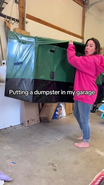 Might have been a little over dramatic when I bought the largest size. This is 230gal but they have smaller sizes available. #vevordumpster #outdoorstorage #garagestorage #storagesolutions #waterproofstorage @VEVOR Store 