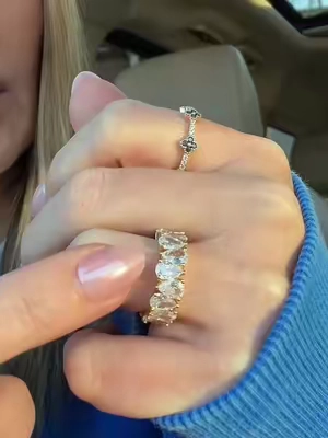 Ok now this is stunning!!✨pear shaped stone eternity band, 14k gold plated, tarnish-free and so sparkly!! This makes the most gorgeous statement ring! @PAVOI #rings #statementring #chunkyrings #affordablejewelry #tiktokshopjumpstartsale 
