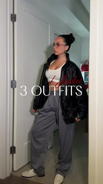 Styling 1 jacket 3 ways 🤝🏽 which outfit is your favorite? #oversizedjacket #OOTD #howtostyleoutfits 