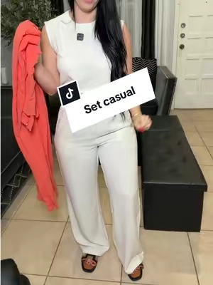 Two-Piece Set Women's Solid Color Tank Top & Wide Leg Pants Set, Casual Fashion Cozy Breathable Two-piece for Daily Outdoor Wear, Ladies Clothes for Summer, Suits ##twopieceset##twopieceoutfit##casualoutfits##womenfashion##jumpstartsale