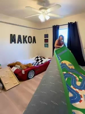 I found the PERFECT playmat for my sons car themed room!🏎️🏁 he is LOVING it. #playroomideas #playmat #cartheme #kidsroom #toddleroom 
