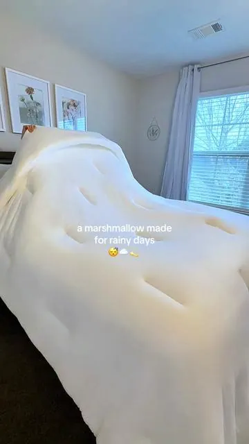 rainy days call for marshmallow-soft comfort ☁️🌧️ once you lay down, there’s no getting up @Mellow Sleep  #mellowsleep #mellowcomforter #bedding #sleeptok #bettersleep 