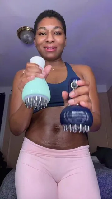 Both support lymphatic drainage. They just feel different.. the vibration and the grip are why I’m reaching for this new one  #lymphaticmassage #lymphaticdrainage   #circulation #wellnesstools #selfcareathome