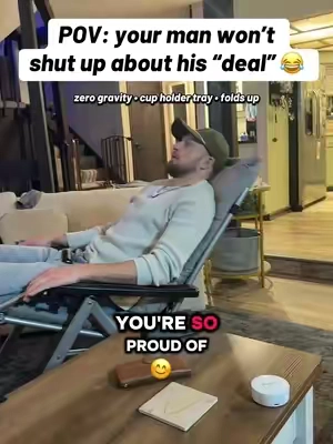 I thought he was just being dramatic about a chair… then I saw the price.  #TikTokShopCreatorPicks #ValentinesDayGift #GameDaySetup #ZeroGravityChair #OutdoorLiving