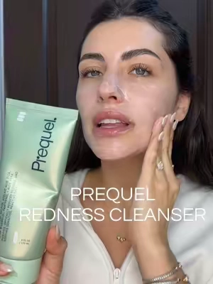 When the video ended and I saw how my skin looked before using the cleanser I was genuinely shocked at how much this calmed down the redness in the center of my face 😳 @Prequelskin #prequel #dermatologisttested #sensitiveskin #rosacea #tiktokshopcreatorpicks 