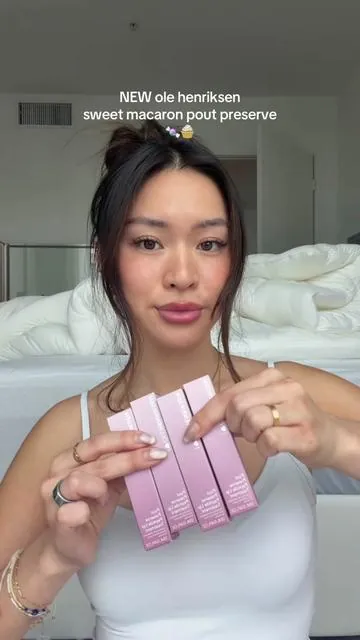 BEST ole henriksen flavor yet??🍬🤍 $10 off any 2 only on tts!! @Olehenriksen #olehenriksen #olehenriksenliptreatment #olehenriksensweetmacaron #olehenriksenpoutpreserve 