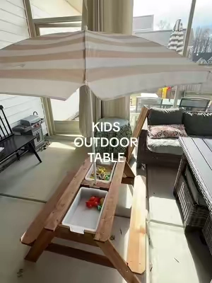 Help your kids explore instead of scroll ☀️ this 3 in 1 outdoor kids table is the perfect summer activity to encourage hands on learning and off the screens!! My kids love this table — perfect for play time & snack time!! ⛱️ #kidsoutdoortable #summeractivitiesforkids #handsonlearning #kidsoutdoortoys #sensoryplayideas 