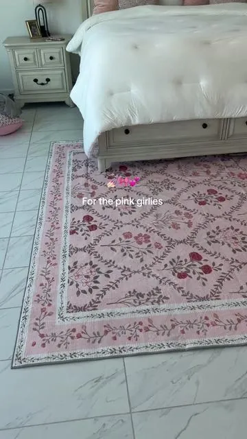 This pink rug is so perfect for a bedroom rug, and one of the home essentials to add to your list! #tiktokshopcreatorpicks #rug #pinkrug #homeessentials #homedecor 