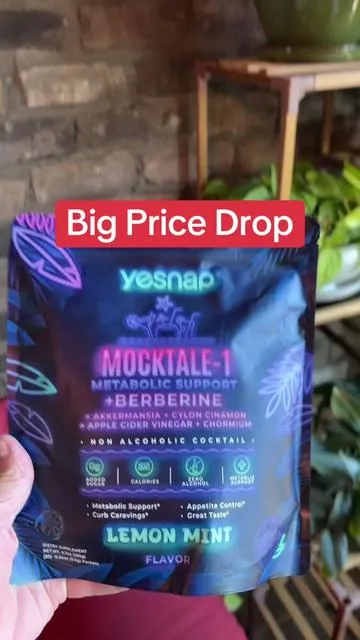 Yesnap MOCKTALE-1 Metabolic Support with Berberine & Akkermansia, Chormium, Cylon Cinamon, Apple Cider Vinegar - 30 Packets Lemon Mint Flavor Non-Alcoholic Cocktail | Powdered Supplement Drink Mix