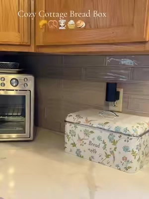 The cutest little vintage inspired bread box by Laura. Ashley makes you feel like you are living in the coziest cottage. If you love baking or know someone who does they would love this also great for hiding all the ugly plastic packaging@QVC, Inc #tiktokshopcreatorpicks  #ttscatagoryambassador #fanfavoritedeals  #tiktokshopstockup #homefinds 