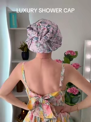Kitsch luxury satin-lined shower cap now in a limited edition Bridgerton print 🌸💌🤍 @Kitsch #kitsch #bridgerton #bridgertonedit #showercap #tiktokshopcreatorpicks