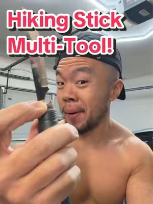 These Hiking Stick Multi-Tools have all the tools you need for outdoor adventures! #camp #hikingadventures #fishing #giftsforhim #tiktokshopcreatorpicks 