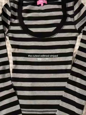 tight fitting and super flattering!! super cute to layer under any top ♡ #edikted #stripedtop #longsleeve #acubi 