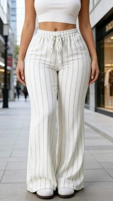 Valentine's Day Women's Striped Waist Tie Straight Leg Loose Casual Pants#casualpants #pants #tiktokshop #spotlightfinds #OOTD 