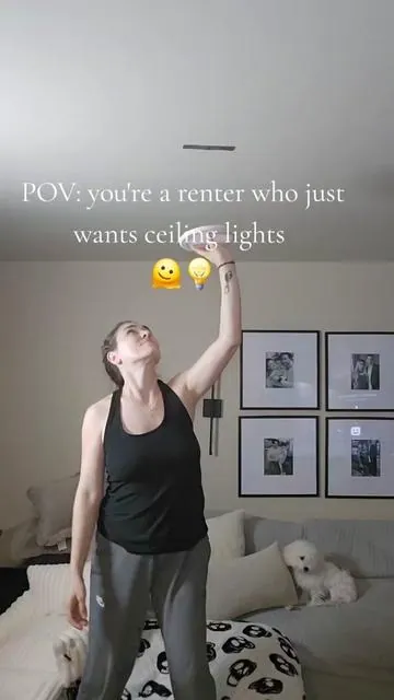 I bought 2 to achieve this look! perfect for anywhere you need light! #ceilinglights #rechargeablelights #magneticlights #renterfriendly #apartmentfinds 