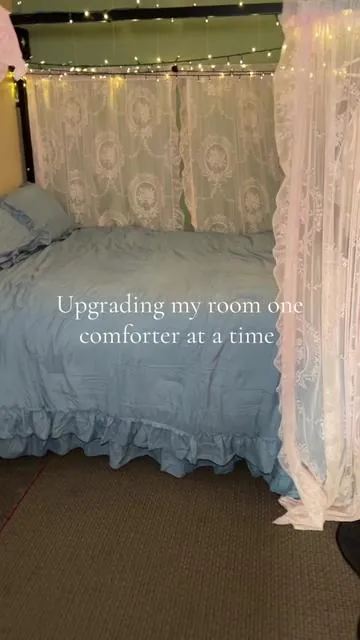 I feel like a little princess when I sleep in my bed now  #bedding #comforter #ruffles #cottagecore 