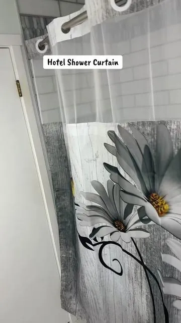 Saving money! Liner can be washed. No more buying plastic shower curtain liners. #hooklessshowercurtain #daisies #hotelshowercurtain #bathroommakeover #tiktokshopcreatorpicks 
