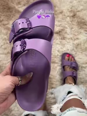Birkenstocks but make them bright purple! #birkenstocks #sandals #tiktokshopstockup #tiktokshopspringglowup #tiktokshopcreatorpicks 