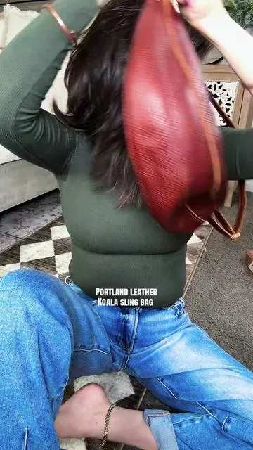 @Portland Leather it’s the genuine leather for me! | just can't decide if I need the koala sling bag in every single color  #portlandleather #crossbodybag #mombag #luxurybag