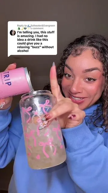Replying to @🌊Saltwater&Evergreen🌲🌙👽✨️  my non-alcoholic nightly rirual #trip_partner #trippartner @T R I P  #ad_for_trip #sponsoredbytrip @Take a TRIP #tiktokshopcreatorpicks TRIP Mindful Blends - Original Variety Pack - Premium Lightly Sparkling Drink with Magnesium, Ashwagandha, Lion's Mane & L-Theanine - Low Calorie & Vegan - 12 Pack