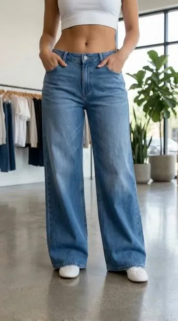 Halara Flex Low Rise Zipper Pockets Washed Baggy Wide Leg Casual Jeans