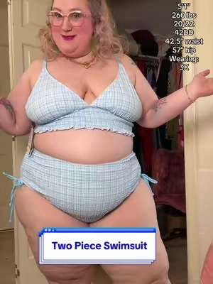 V-neck Tartan Shirred Two Piece Swimsuit ✨ #swimsuit #plussizeswimsuit #twopieceswimsuit #plussizefashion #tiktokshopspringglowup 
