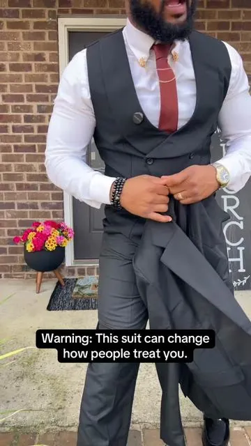Men's 3-Piece Suit Set - Double Breasted Blazer, Vest & Pants for Weddings and Formal Events Casual Suit Wedding Suit Pocket Suit Men's Three-Piece party suits business casual Tuxedo SpringStatements.  #tiktokshopglowup #suits #springsuits #fashion