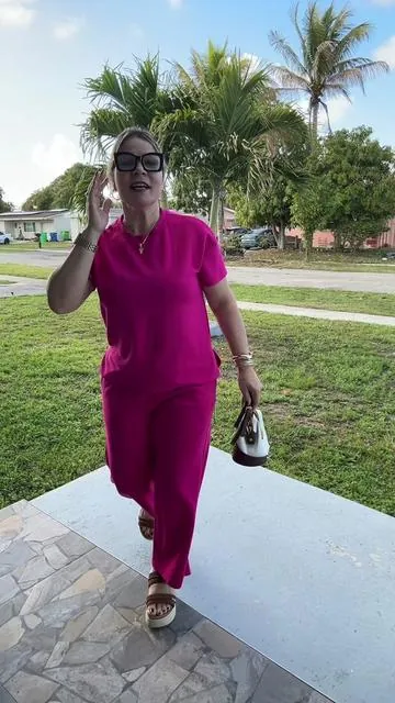 PINSPARK 2 Piece Sets for Women Soft Short Sleeve Matching Lounge Set Wide Leg Pants Tracksuit Travel Summe Travel Kitr Outfits 2025 ##legpants##setdedospiezas##conjuntosfemininos##conjuntosdemoda##tiktokshopcreatorpicks