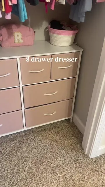 This dresser with fabric bins is a great way to organize a child’s closet or bedroom. The drawers make it easy to store clothes, toys, or everyday essentials while keeping everything neat and easy for kids to access. If you’re searching for kids closet organization or a dresser with fabric bins for children’s clothes and toys, this is a simple storage solution that helps keep their space tidy.  #kidsorganization #closetorganization #kidsdresser #playroomstorage #momlife  