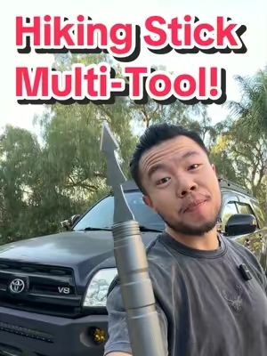These Hiking Stick Multi-Tools have everything you need for outdoor adventure! #campinglife #Hiking #fishing #giftsforhim #tiktokshopcreatorpicks 
