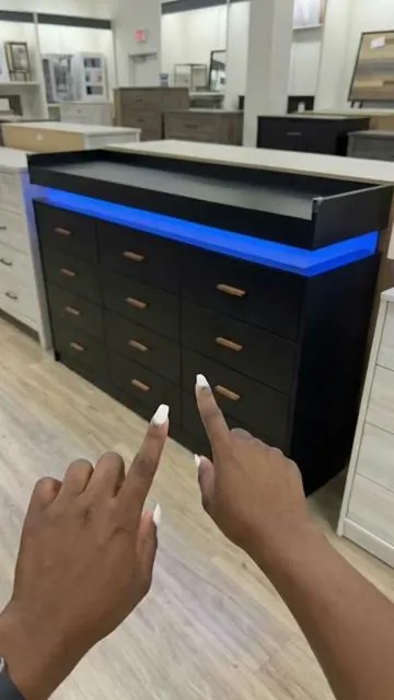 LUXURY LED DRESSER SET ON A GREAT DEAL😍🔥🙌 also comes with a charging port on top of the dresser🥰 #dresser #led #luxury #furniture #deals 
