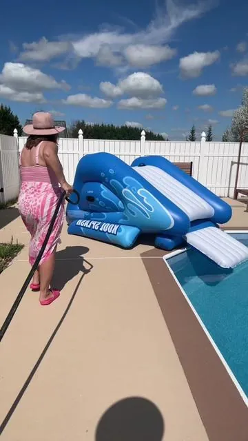Swimming pool water slide so fun for summer #poolslide #poolaccessories #ingroundpool #abovegroundpool 