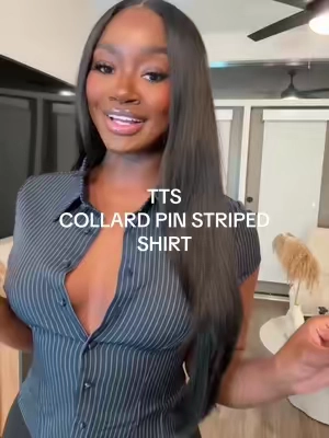 Cutesy crop collars shirt👔😍 #cutetop #pinstripedtop #cuteshirt #collardshirt #cider 