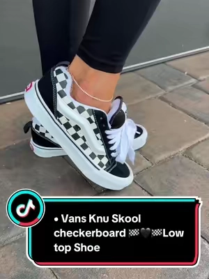Vans Knu Skool checkerboard Low top Shoe 🏁🖤🏁 #vans #vansknuskool #chunkysneakers #tiktokshopcreatorpicks #sneakerhead 