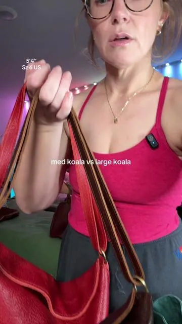 Size comparison with the medium and large koala sling bag from Portland leather #plgpartner @Portland Leather 