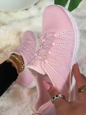 Skechers rhinestone tennis shoes with memory foam cushioned comfort. #TennisShoes #SkechersShoes #RhinestoneShoes #MemoryFoamShoes #ComfortSneakers 